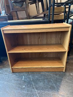 Small Oak Wood 2-Shelf Bookcase