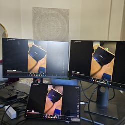 2 Dell Monitors, 22in Adjustable Heights.