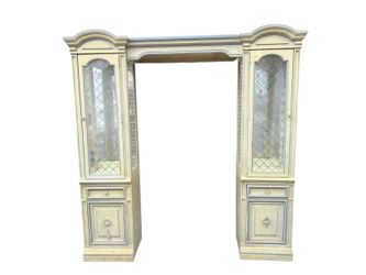 NY: Vintage Painted China Cabinet Wall Unit