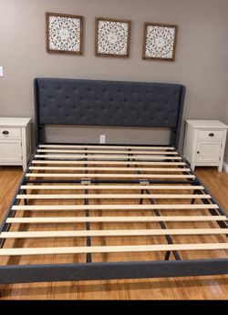 King size bed frame and 2 night stands