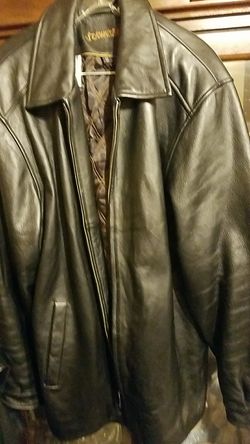 Mens heavy leather coat bystjohns bay