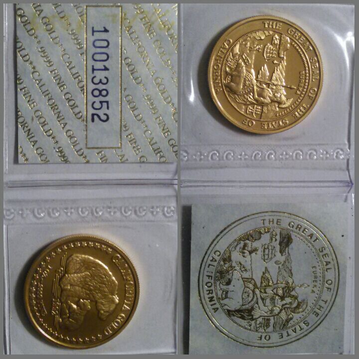 1oz Gold Round Grizzly Bear- Great Seal of California