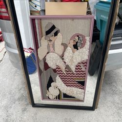 1970’s Art For Sale With Mirror 45”H X 28”D In Good Condition $50 Firm On Price