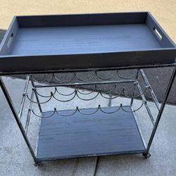 Old Dutch International Avalon Wine/Serving Cart 28" x 16" x 32" Antique Pewter - Barnwood Gray