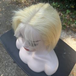 13 By 4 ADJUSTABLE HUMAN HAIR BLOND  BOB WIG