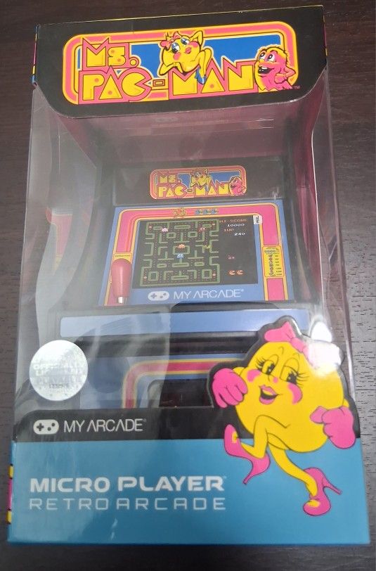 My Arcade Ms. Pac-Man Micro Player Pro: Classic Arcades 6.75" Portable Video Game, Retro Gaming, Playable Video Game Collectible