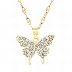  GOLD PLATED STAINLESS STEEL "BUTTERFLY" NECKLACE