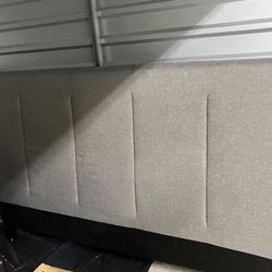 UPHOLSTERED KING SIZE BED FRAME & BOX SPRING For Sale
