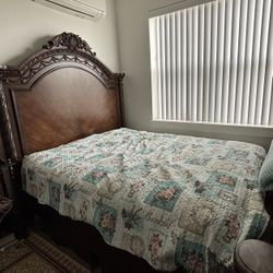 Bed Frame + Wooden Cabinet