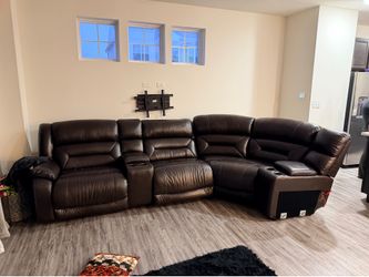 Leather couch with power recline