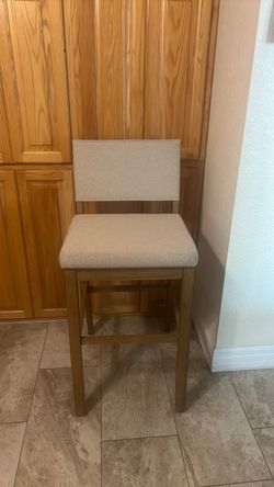 Wood Bar Stool with Upholstered Seat and Back