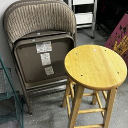 2 Folding Chairs And Stool