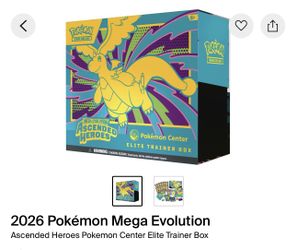 2026 Pokémon Mega Evolution Ascended Heroes Pokemon Center Elite Trainer Box