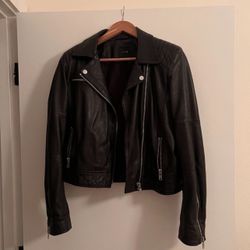 Joe’s Jeans black lamb leather jacket