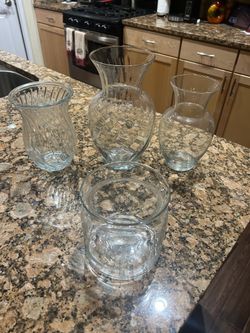 Four Glass Flower Vases