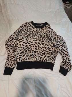 Tahari Leopard Print Knit Crewneck Sweater