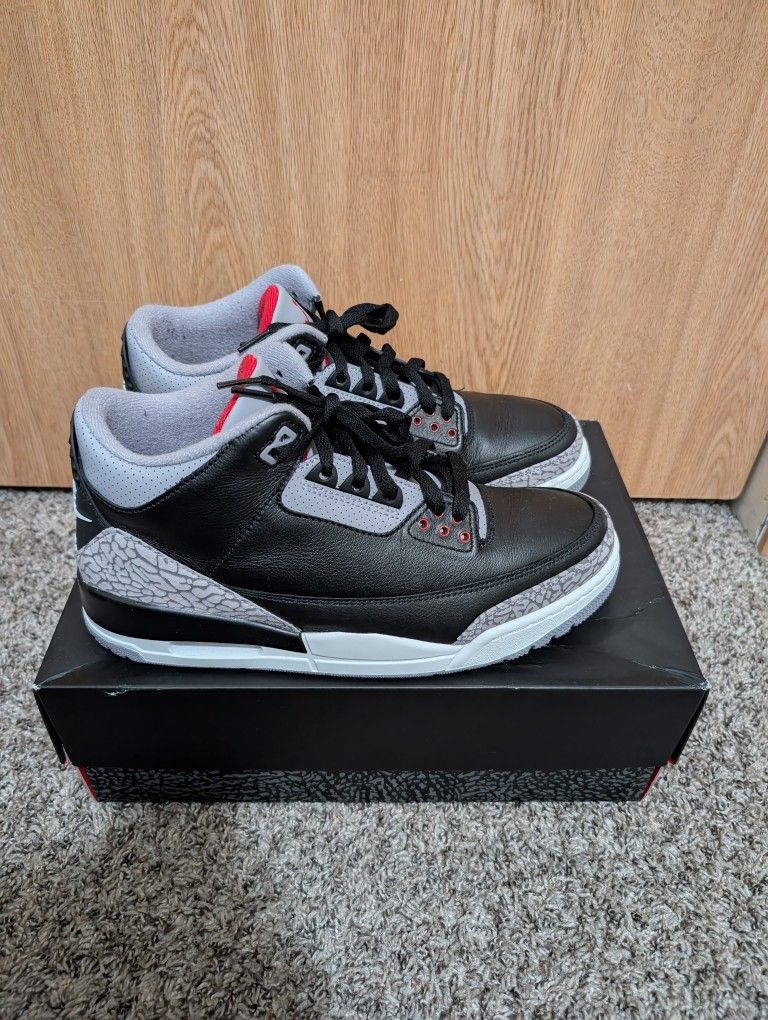 Men's Nike Air Jordan Retro 3 Black Cement 2024 Size 10