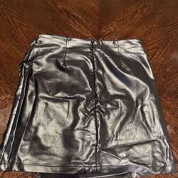 Cider Black Leather Skirt 