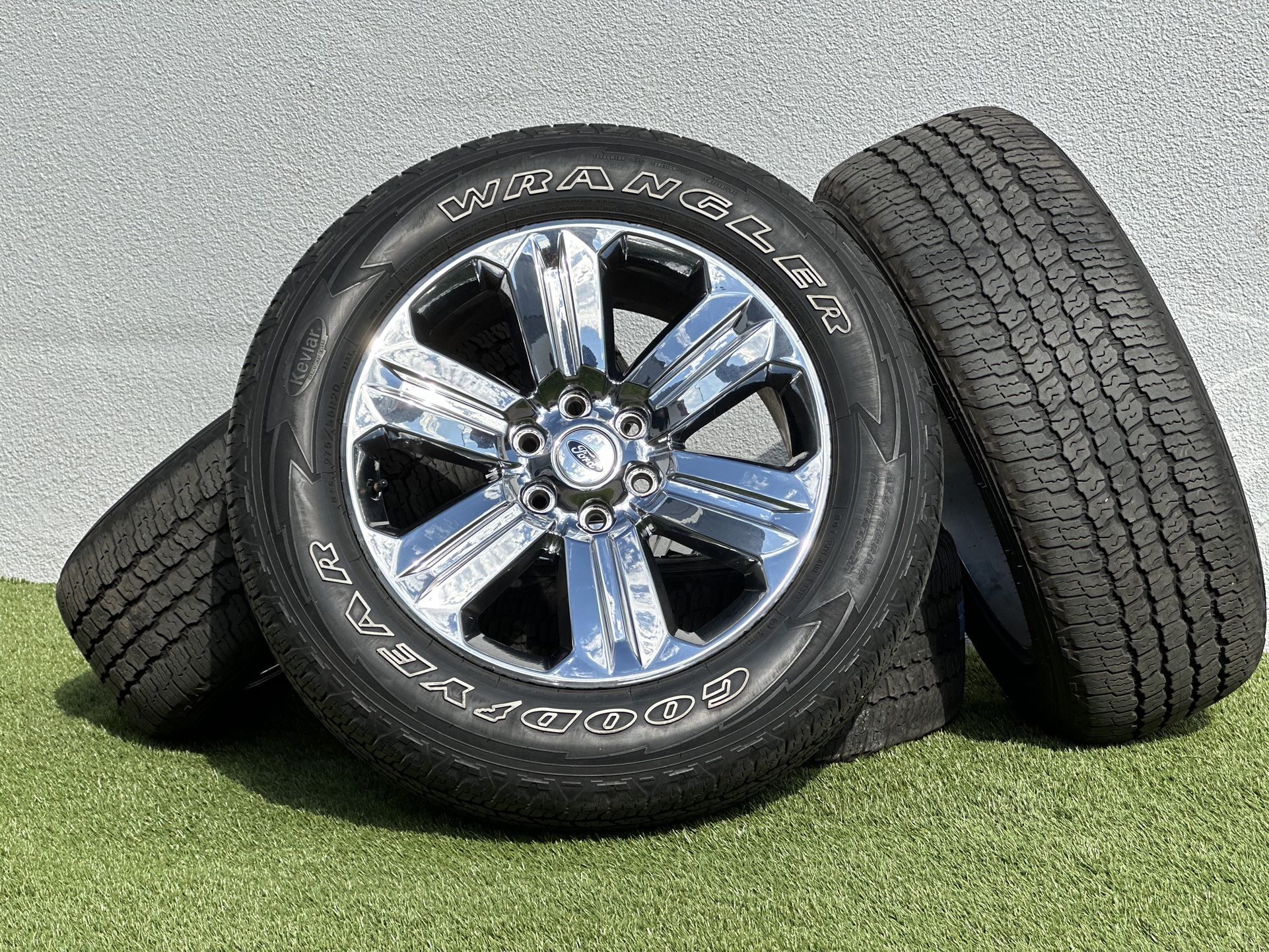 20” Ford F-150 Limited Chrome wheels 6x135 rims Goodyear A/T Tires Platinum Lariat FX4