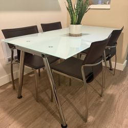Glass Dining Table And 4 Chairs