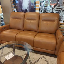 Brand New Power Top Grain Real Genuine Sofa Reclining