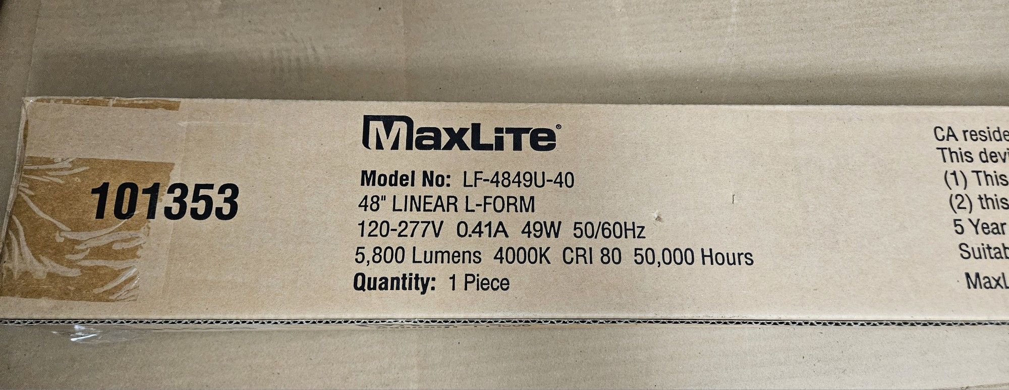 LED Linear Fixture, L -Form