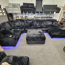 Brand New Sectional 6 Pcs Oversize Black Corduroy $1399