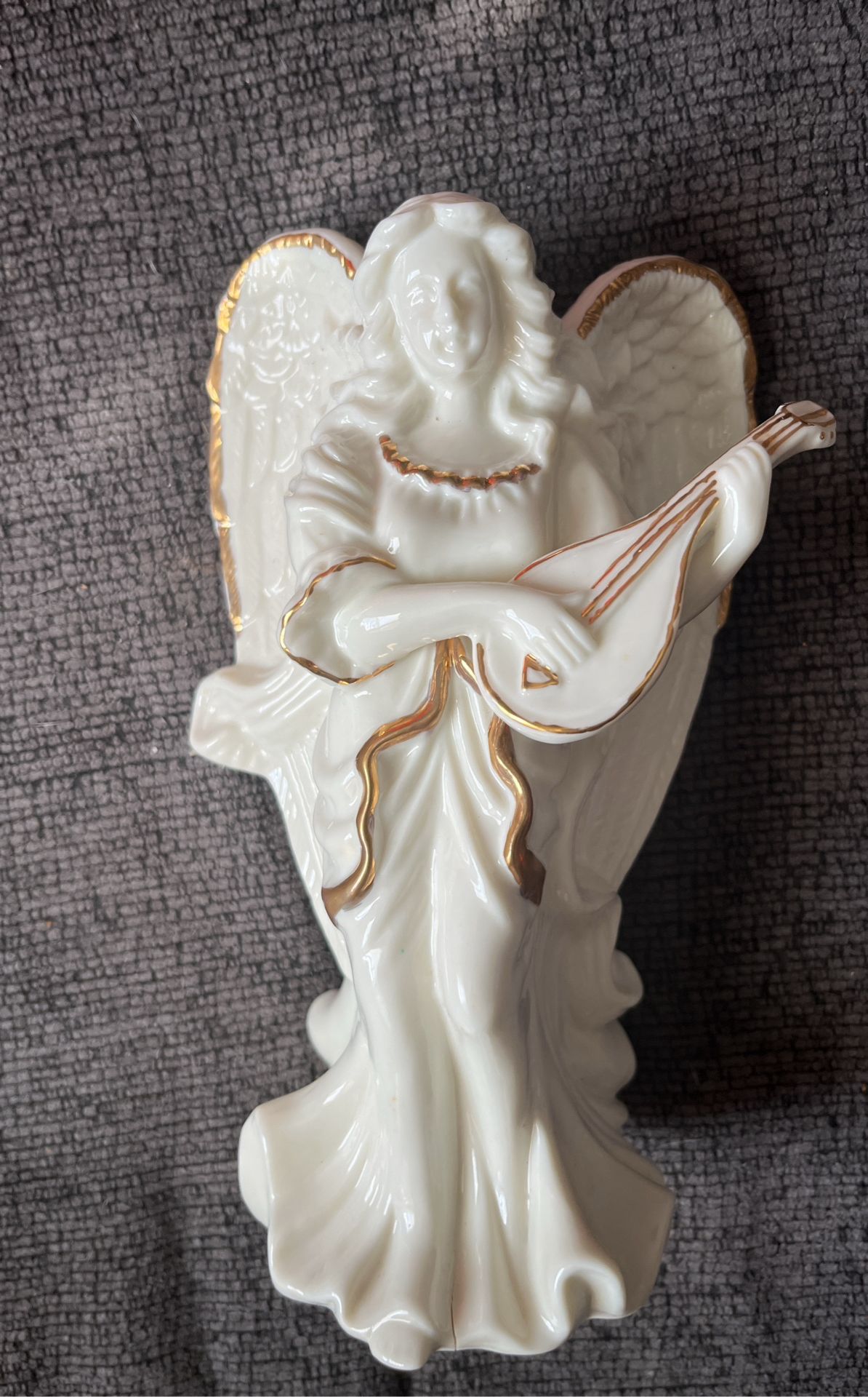 Guardian Angel Porcelain Candle Holder With Gold Trim
