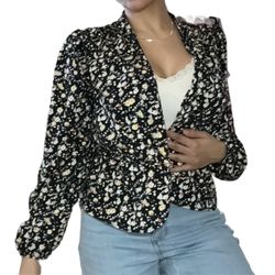 Eva Mendes Size Small long sleeve blouse multicolored top balloon sleeves