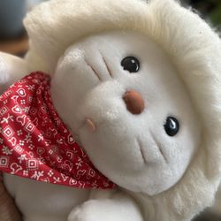 Large Vintage Applause White Lion 1983 Bandanna Frou Bandy Plush Stuffed Animal