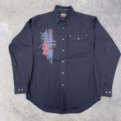 Harley Davidson Embroidered Long Sleeve Button Up Shirt 