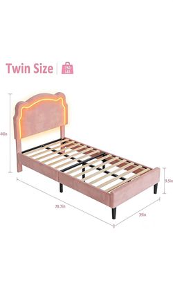 Brand New Twin Princess Bed Frame with LED Lights Pink