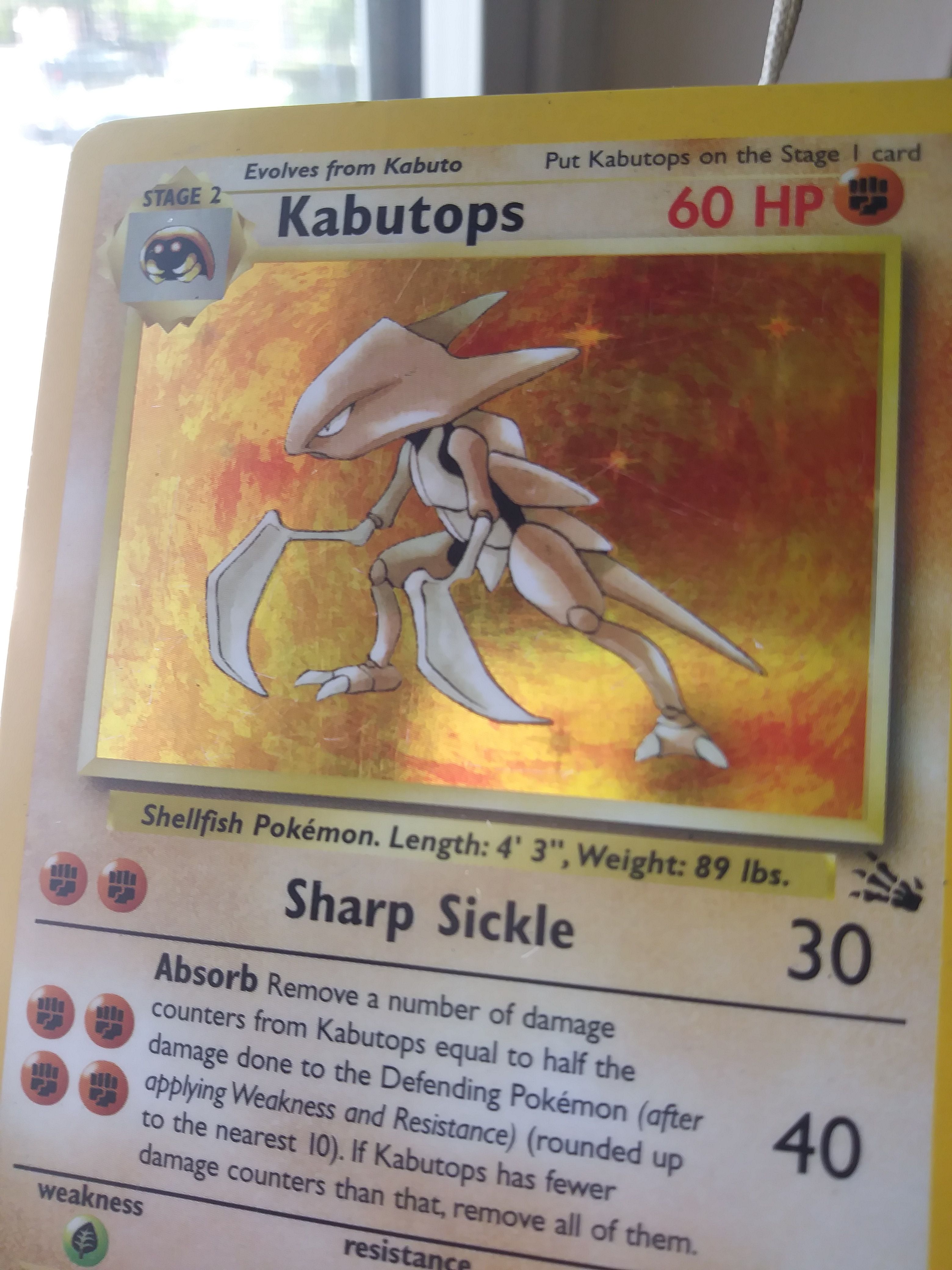 Kabutops Holo Pokemon Card Original