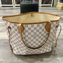 Louis Vuitton Neverfull MM Damier Azur Tote with Original Dust Bag
