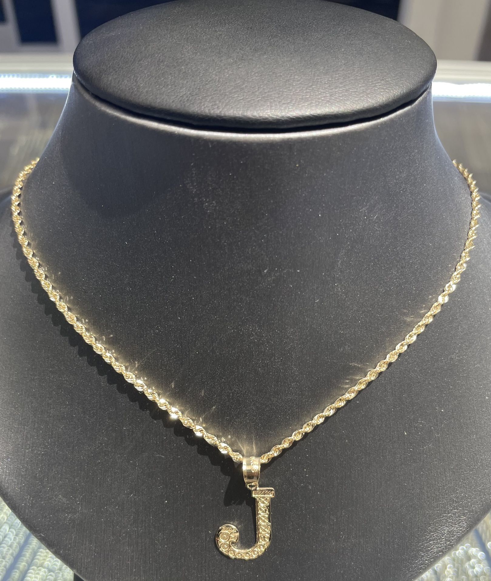 10kt Gold Chain With Gold Intial Any Letter
