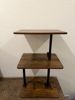 3-Tier Industrial Wood and Metal Stand