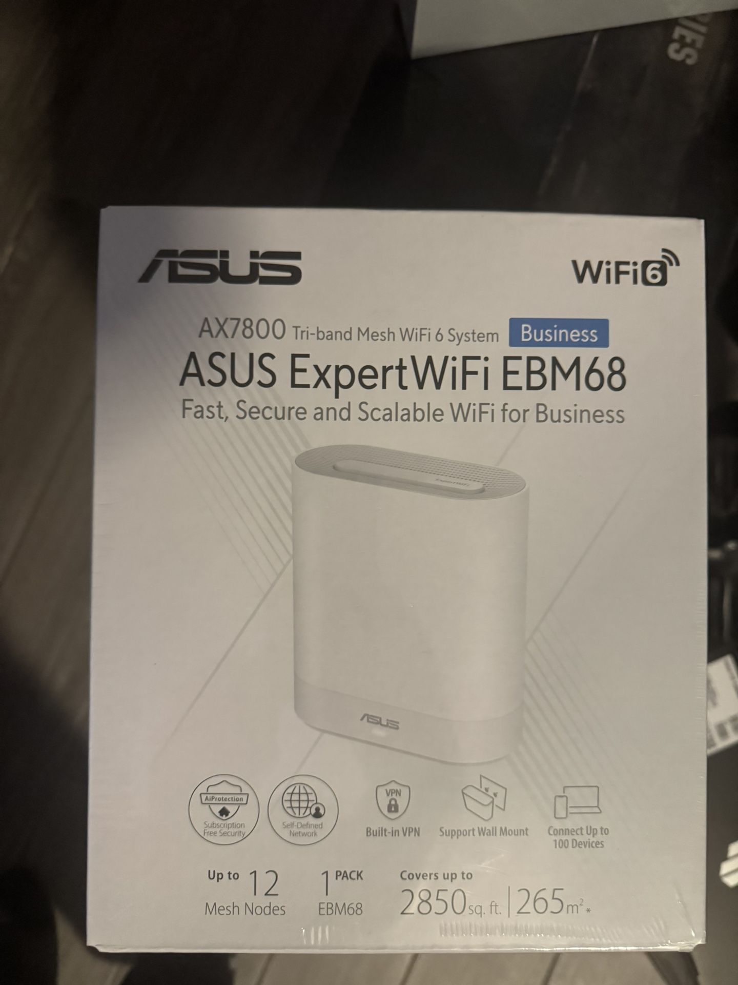 ASUS ExpertWiFi EBM68 Wireless Router - ASUS Expert WiFi EBM68 AX7800 Tri-band Business Mesh WiFi 6 System (1 Pack) -