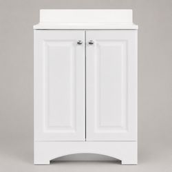 25 in White Bathroom Vanity with Sink
