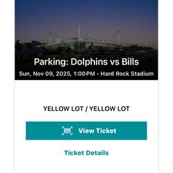 Miami Dolphins Parking pass Bills Vs Dolphins 