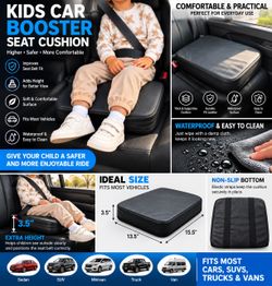 Black Leather Car Seat Cushion – Comfortable Padded Seat