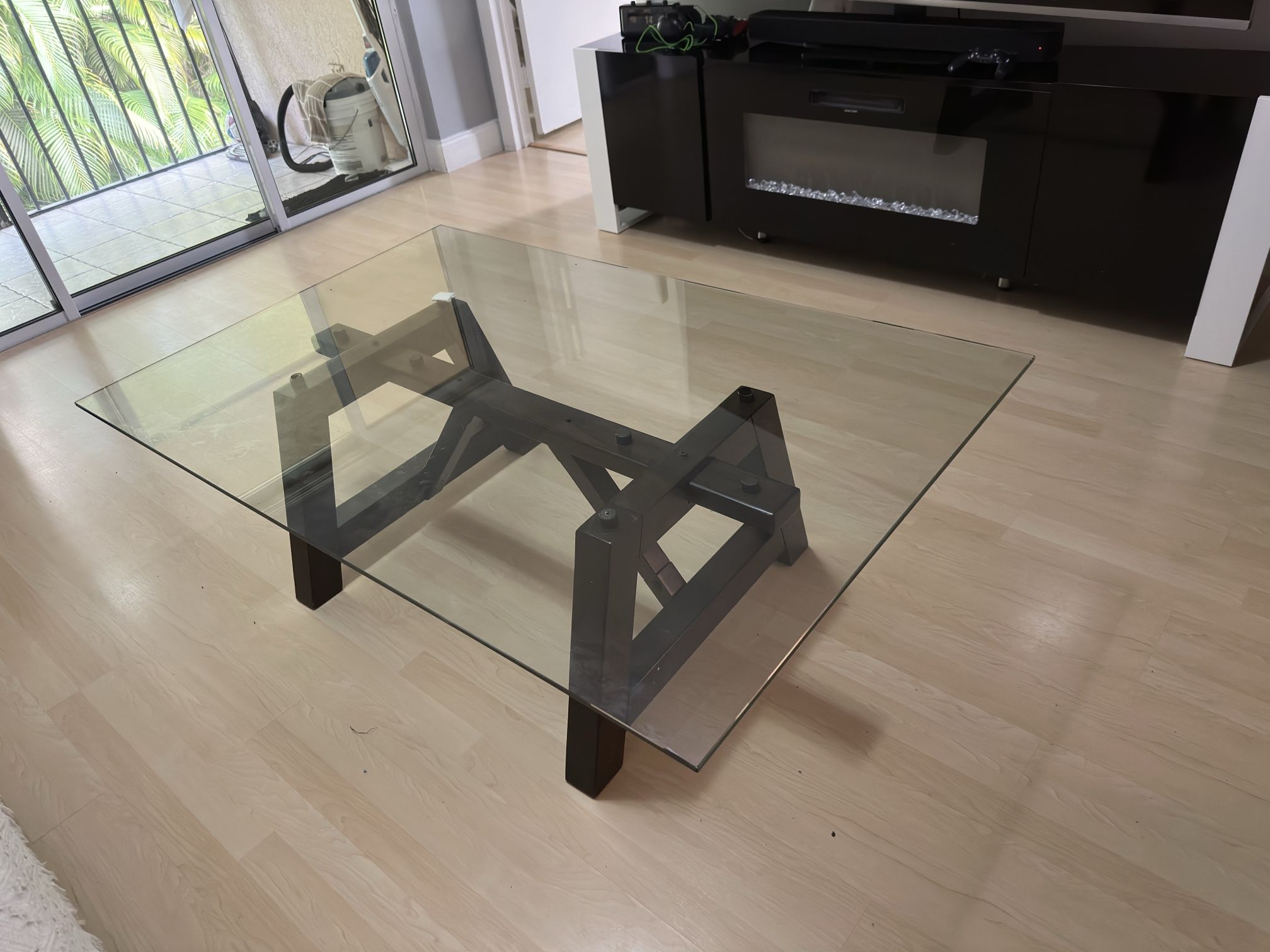 Glass Coffee Table/ Wood