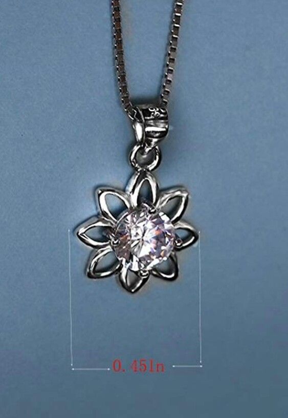 18k Gold Plated 925 Sterling Silver CZ Flower Pendant Necklace 18"