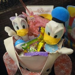 Easter Basket With Plush And Toys And Lots Of Candy
