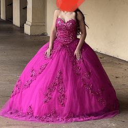 Quinceañera Dress In hot Pink Color