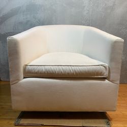 RH Restoration Hardware Reginald Swivel Chair Cream Velvet Brass Made USA