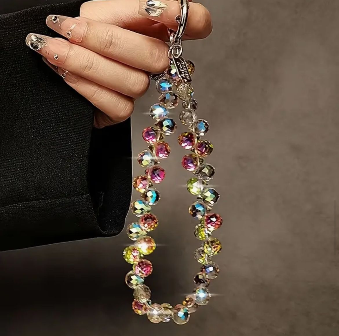 Brand New Luxury Multicolor Crystal Beads Portable Chain Wrist for Cellphone
