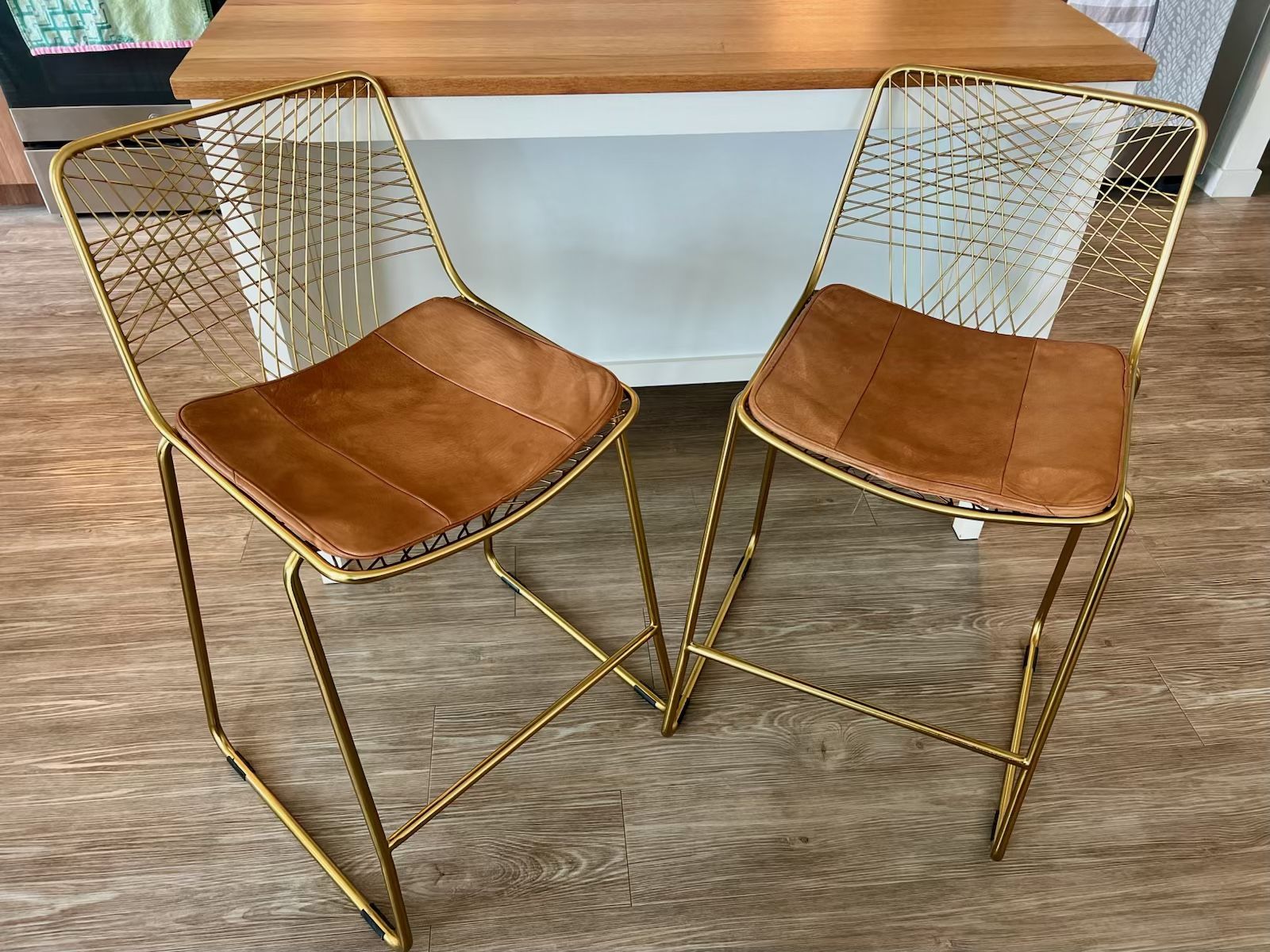 CB2 Counter Height Stools in Gold X 2