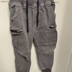Blue L Boys Gray Cargo Drawstring Jogger Pants, Size 5T 