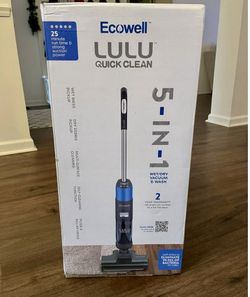 NEW Cordless Wet Dry Vacuum Cleaner Ecowell Multi-Surface Air-Drying LED Digital Display for Hard Floors LULU Dual-Action Quick Clean, Blue