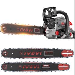 63CC Gas Chainsaw – 20” & 18” Bar, 3.7HP 2-Cycle, Heavy Duty